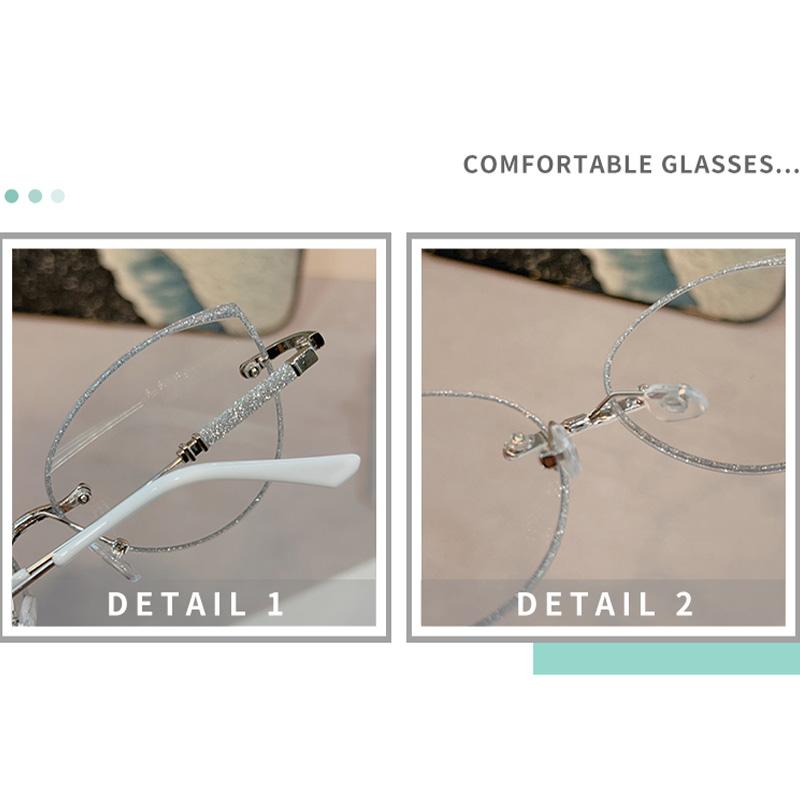 2Pcs Photochromic Metal Glasses Women Men Oversized Frame Eye Protection Ultra Light Eyeglasses Office Computer Goggles