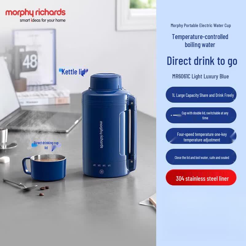 Morphyrichards 1L Portable Electric Kettle CN plug (adapter included)