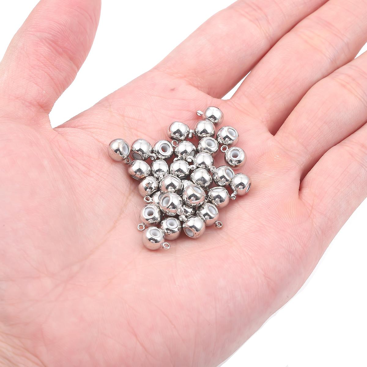 

10 шт., бусины-слайдеры из нержавеющей стали, круглые бусины с резиновой прокладкой для изготовления ювелирных изделий, аксессуары 6mm серебряный