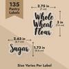Talented Kitchen Labels for Food Containers - 135 Count, Preprinted Black Cursive on Clear Backing, Water-Resistant - Pantry & Kitchen Storage Labels
