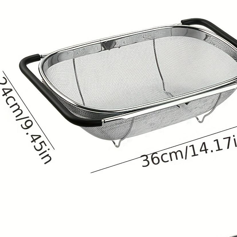 1pc Stainless Steel Sink Colander - Adjustable Multifunctional Strainer Basket for Kitchen белый
