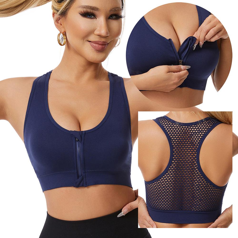 Zipper Sports Shockproof Bra Women Gather Underwear For Sporty Women Plus Size Bodybuilding Running Yoga Sports Bra Vest