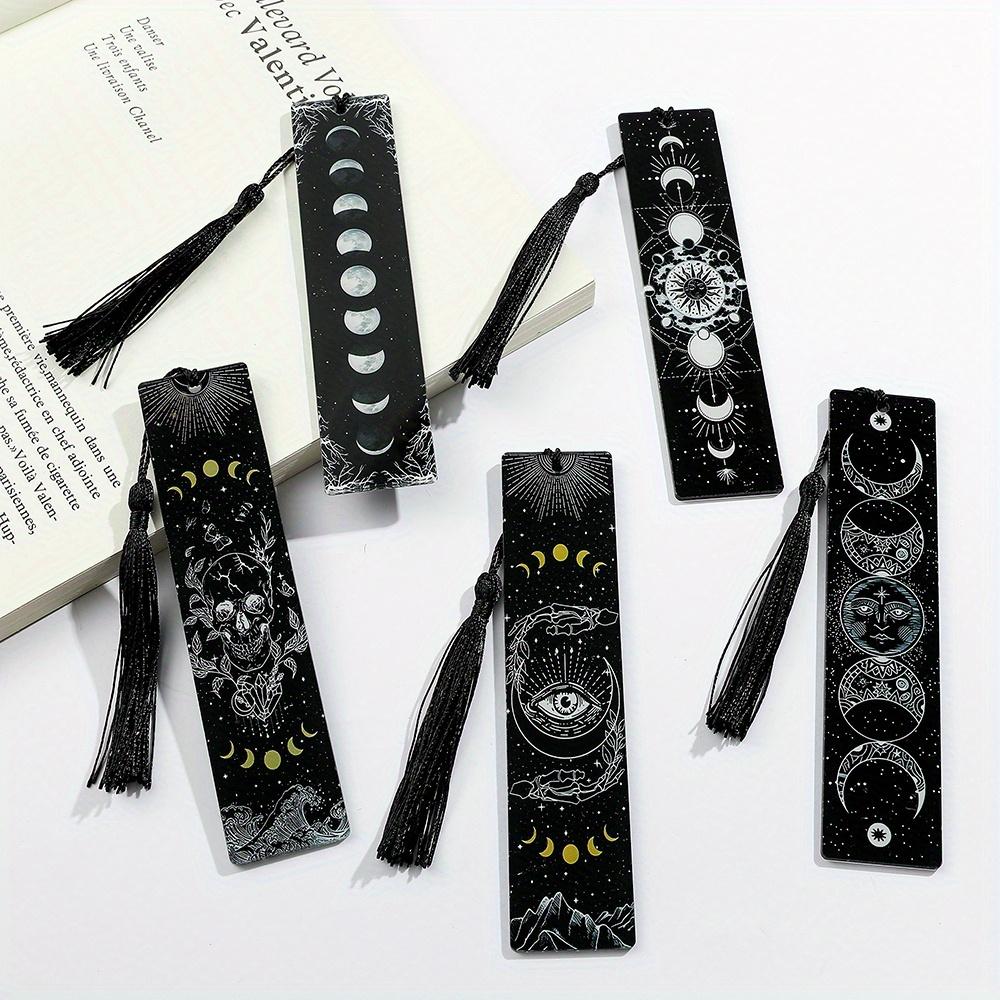 1PC Segnalibro serie in bianco e nero in stile scuro: segnalibro in acrilico con ciondolo, regalo di compleanno e Natale per gli amanti dei libri