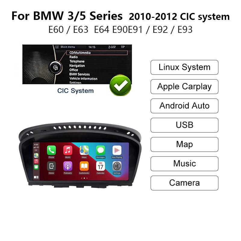 

8.8 inch Wireless CarPlay Android Auto Car Multimedia Screen for BMW 3 5 CIC System, E60/E63/E64/E90/E91/E92/E93 2010-2012