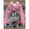Womens Oversized Hooded Sweatshirt With Cartoon Animal Print Casual Streetwear Top Fall 2025