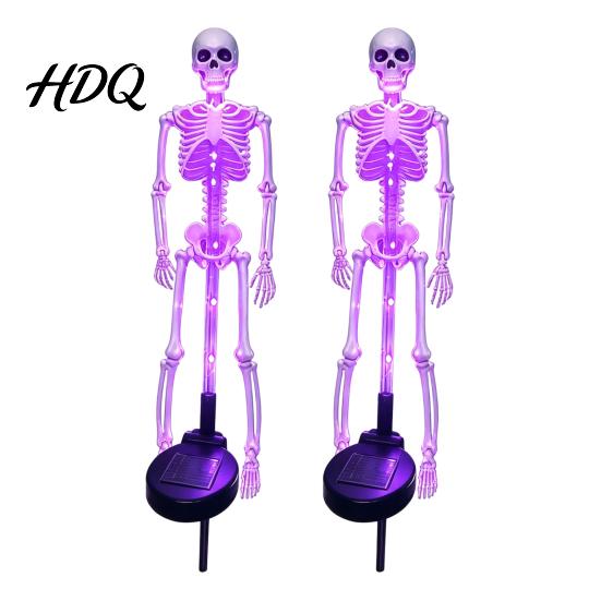 Festive Outdoor Party Lighting Solar Skeleton Garden Stake Light Halloween 3D Glowing Skull Yard Lights Decor with LED Waterproof Lawn Lamp