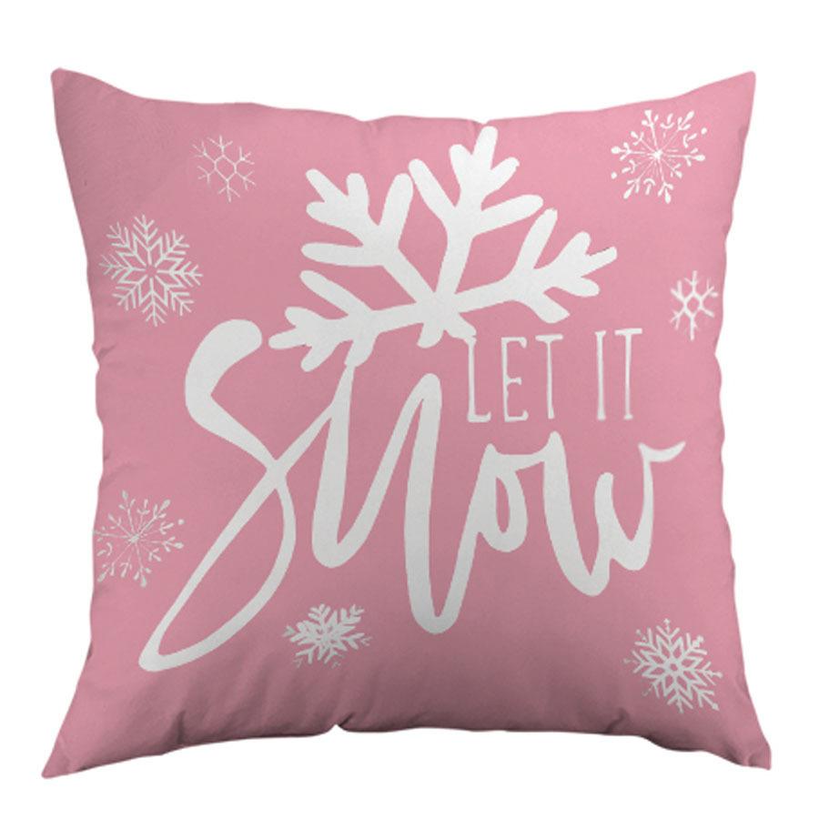 New Christmas Pink Pillow Case Sofa Cushion Waist Long Christmas Snowman Print Decorative Pillow