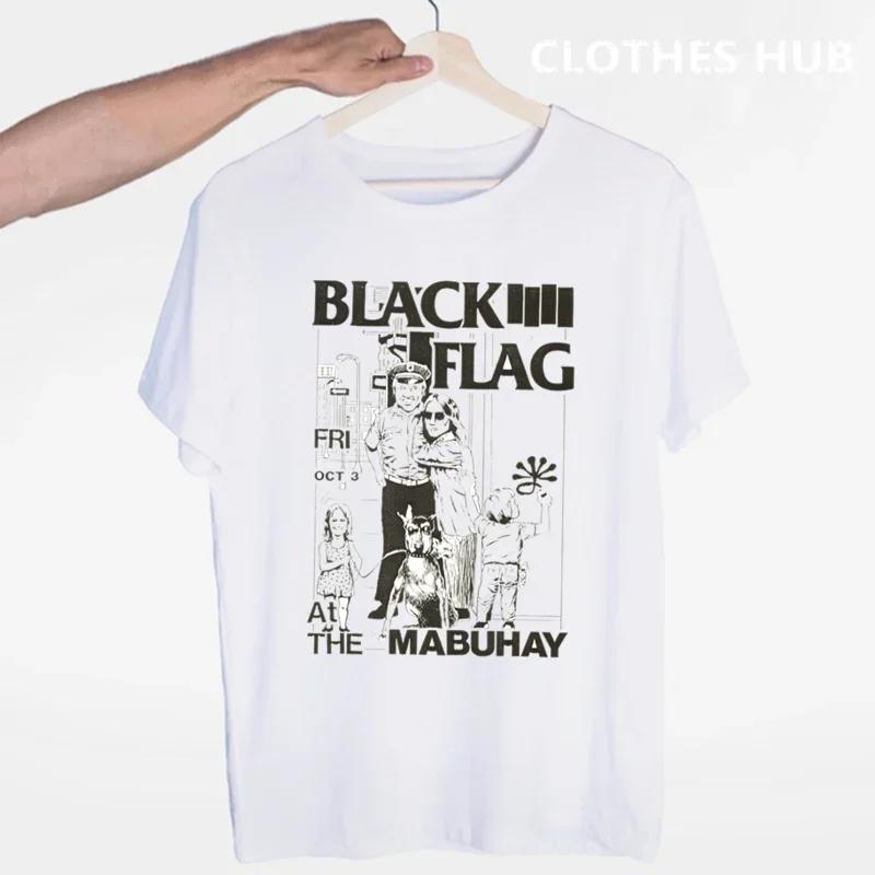 Black Flag T-shirt Summer O-Neck Short Sleeve Punk Rock Band Henry Rollins Large Bars Tshirt