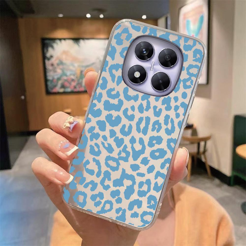 Blauw Luipaardprint Artistiek Marmeren Telefoonhoesje Voor Xiaomi Redmi Note 15 Pro 5G Transparant Helder Voor Redmi 15C 15 4G Zachte Cover