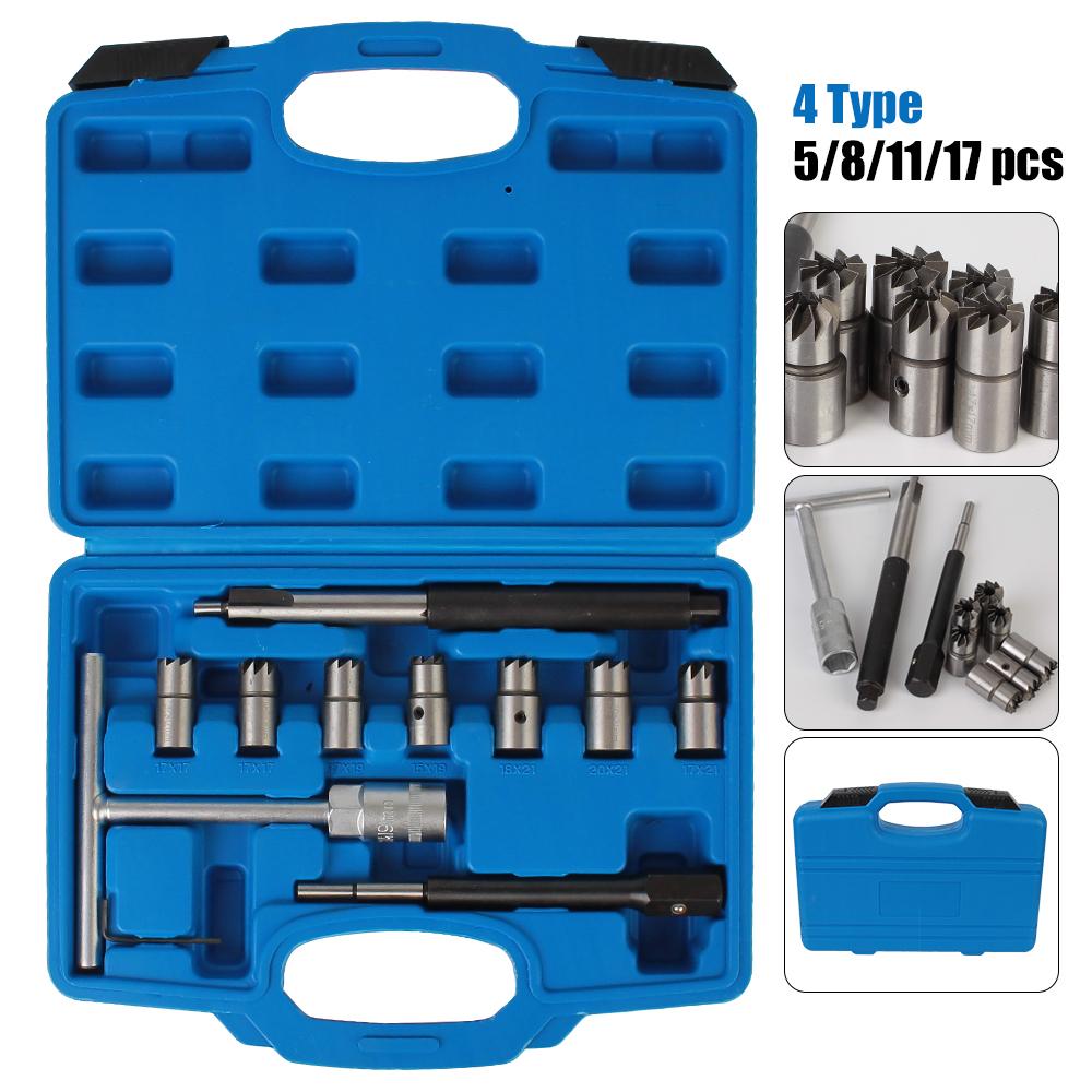 

6/8/11/17 pcs/set Car Accessories Cleaner Tool Diesel Injector Seat Cutter set Carbon Remover