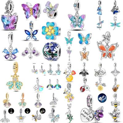 Beautiful Butterfly Bead Clip,Nightlight Firefly Pendant 925 Silver Suitable Original Bracelet DIY Accessories Exquisite Jewelry