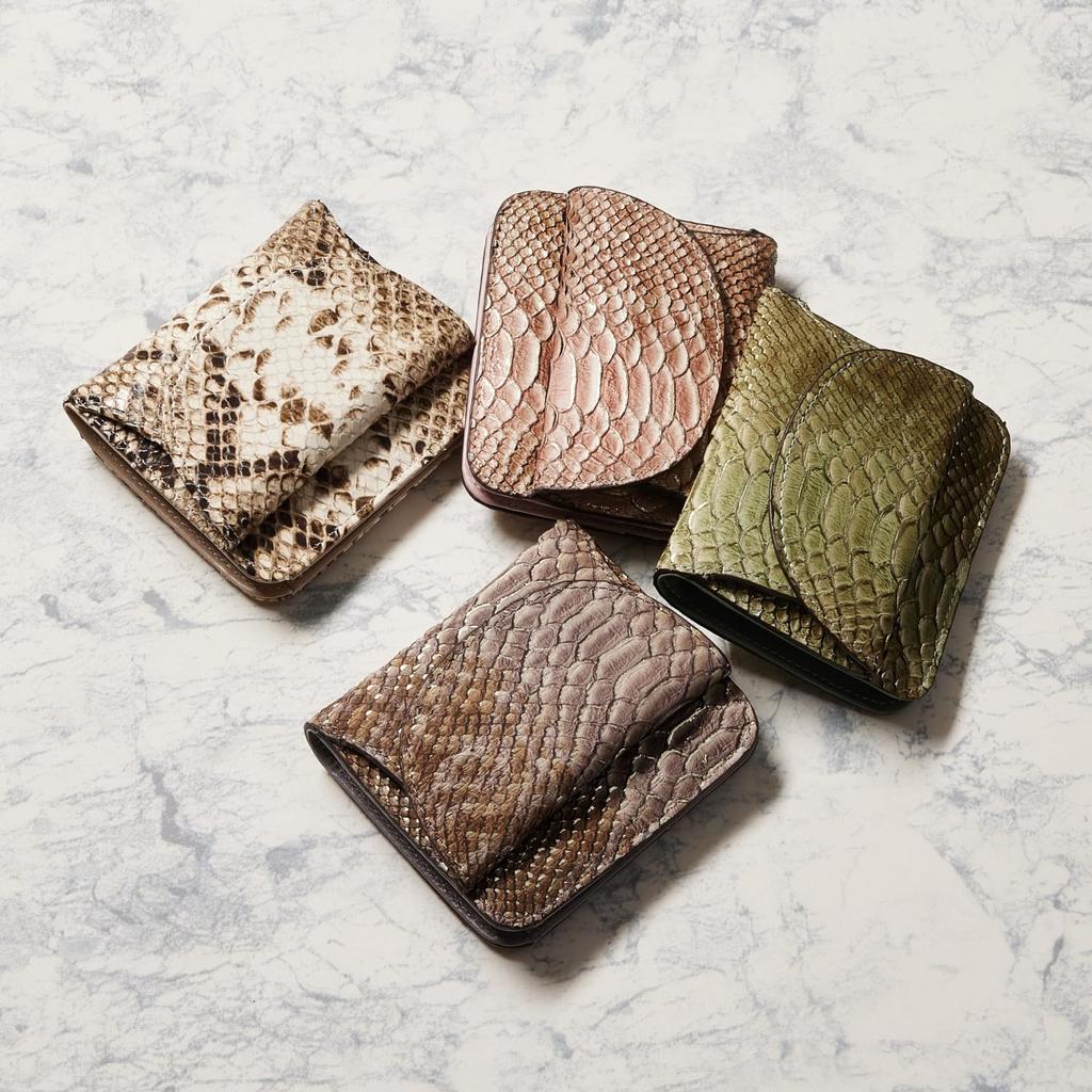 Align Made In Italy by Atema Cowhide Anaconda Diamantina BOX Coin Purse Bifold Wallet Elegant Python Embossed Money Luck Increase Present Gift Box