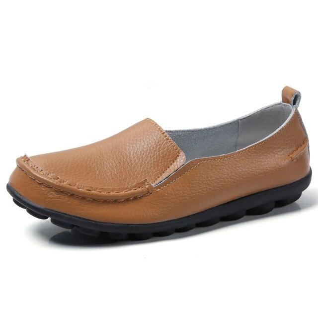 Women Flat Shoes Woman Soft Casual Shoes Leather Flats Ladies Shoes Femme Slip On Loafers Plus Size