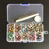240pcs  8color Double Cap Punk Diamond Spikes Rivet Rhinestone Studs Decor Rivets for Handbag Jeans Leather Belt DIY+Fixing Tool