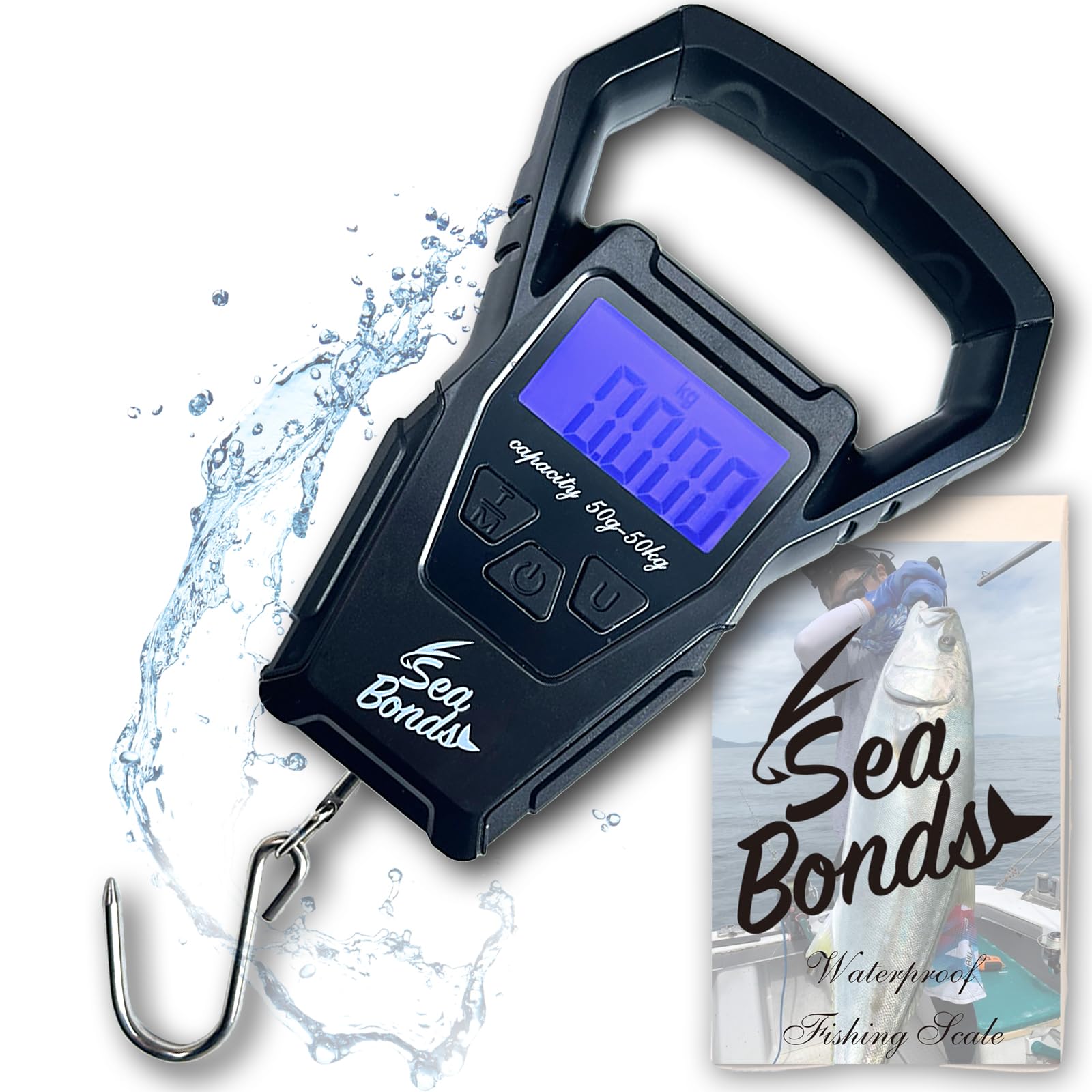 SeaBonds Fishing Scale, Waterproof Digital, IPX7, Japanese Brand, 100-Day Warranty, Hanging Scale, Digital Scale, Measuring Tool, Outdoor, Lightweight
