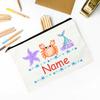 Personalized Beach Crab with Name Pencil Bag Stationery Bags Travel Makeup Toiletry Pouch Birthday Back To School Gift for Kids