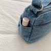 Washed Denim Crossbody Bag for Women Multi-Zipper Star Stud Casual Small Shoulder Purse