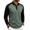 Herren American Style Lockerer Farbblock Casual Umlegekragen Langarm Golf Poloshirt