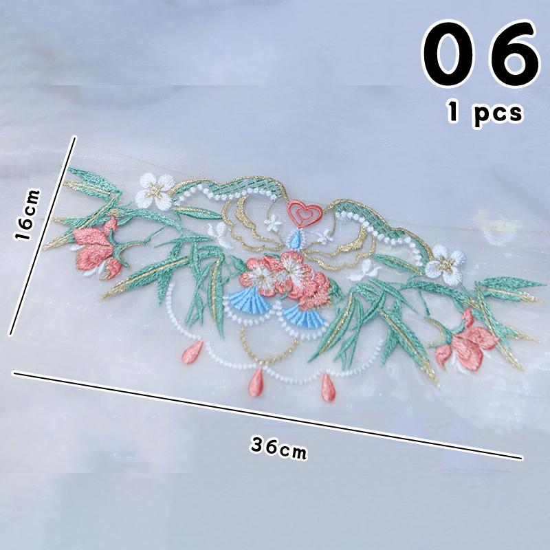 1pc Chinese Style Embroidery Patch Hanfu Cheongsam Decor Trims Collar Waist Lace Shirts Neckline Edge DIY Sewing Accessories