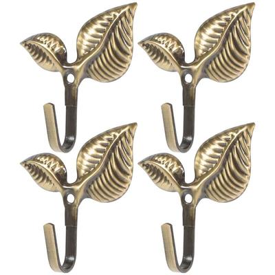 4Pcs Wall Mounted Leaf Hook Wrought Iron Rustic Wall Hook Decorative Coat Hook Vintage Coat Hooks for Bags Hats Keys Towels
