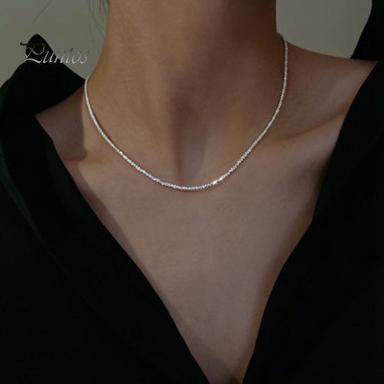 Silver Chain Necklace Silver Plated Women Clavicle Choker Thin Necklace Jewelry for Daily Wear Gifts Dates Parties