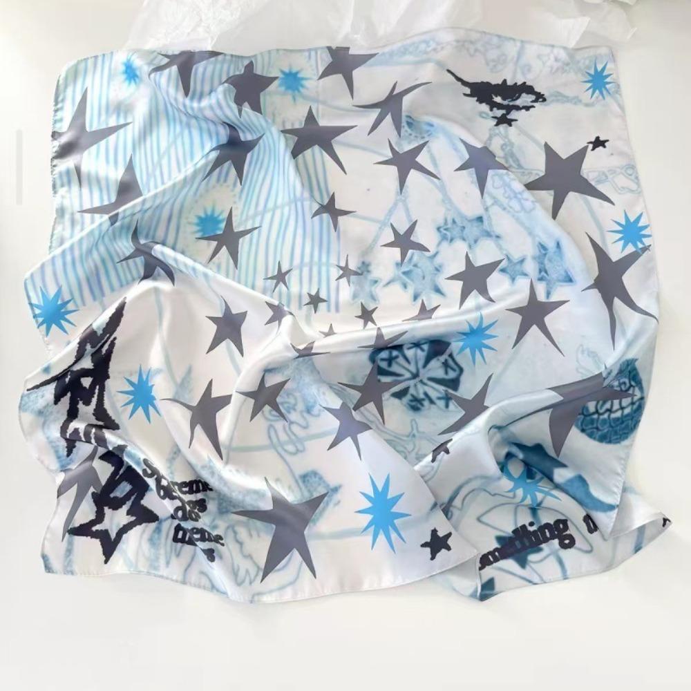 

Geometric Shape Star Print Scarf Printed Hair Scarf Small Square Scarf Clothing Accessories Style 1