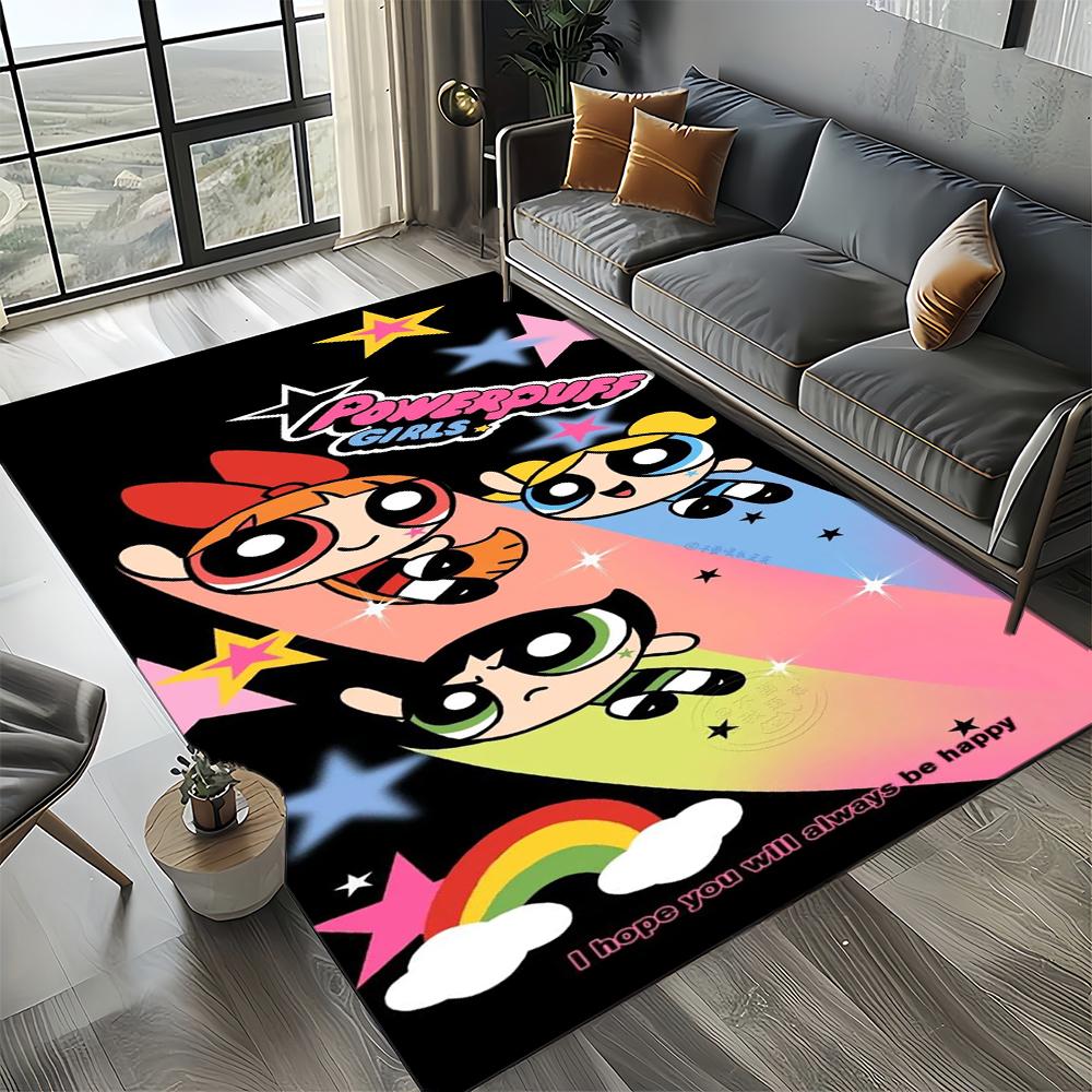 27 Style New Kawaii P-Powerpuff Girl Cartoon Carpet Rug for Living Room Bedroom Home Sofa Decoration,Kid Play Non-slip Floor Mat