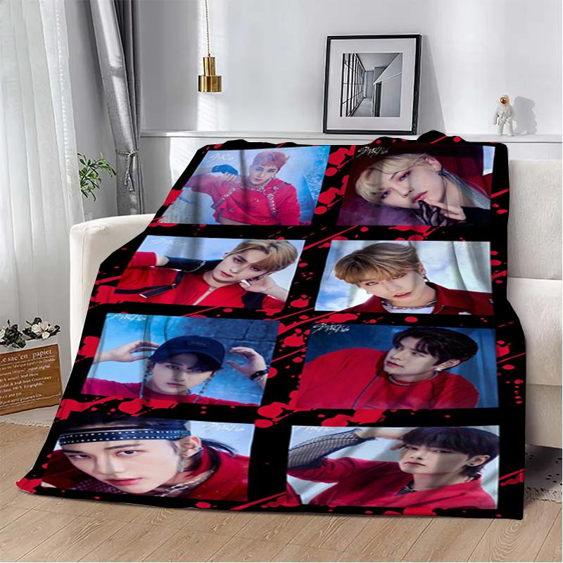 3D KPOP S-Stray-K-Kids Throw blanket Picnic blanket Warm Flannel blankets Home Couch bed linings blankets for beds Birthday Gift