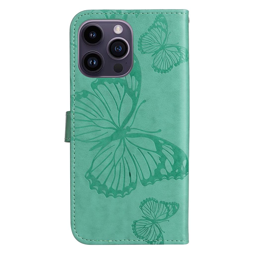 For iPhone 15 Pro Max Wallet Case Floral Butterfly Imprinted Leather Phone Cover Stand