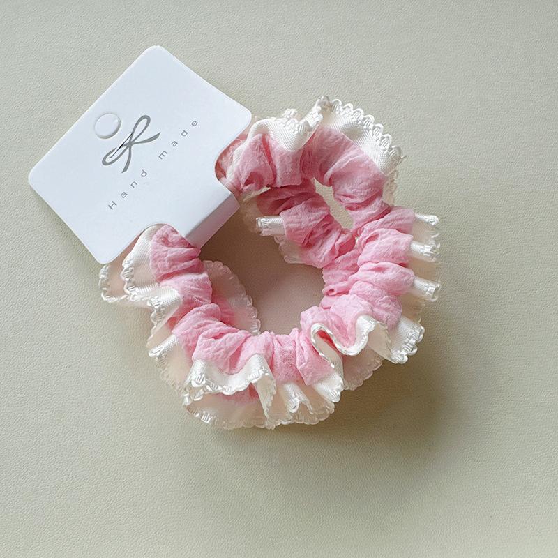 

Elegant 2 Pack Cream Puff Lace Scrunchies for Women, High Elastic Ponytail Hair Ties with Flat Buckle, Fashion Hair Accessories розовый