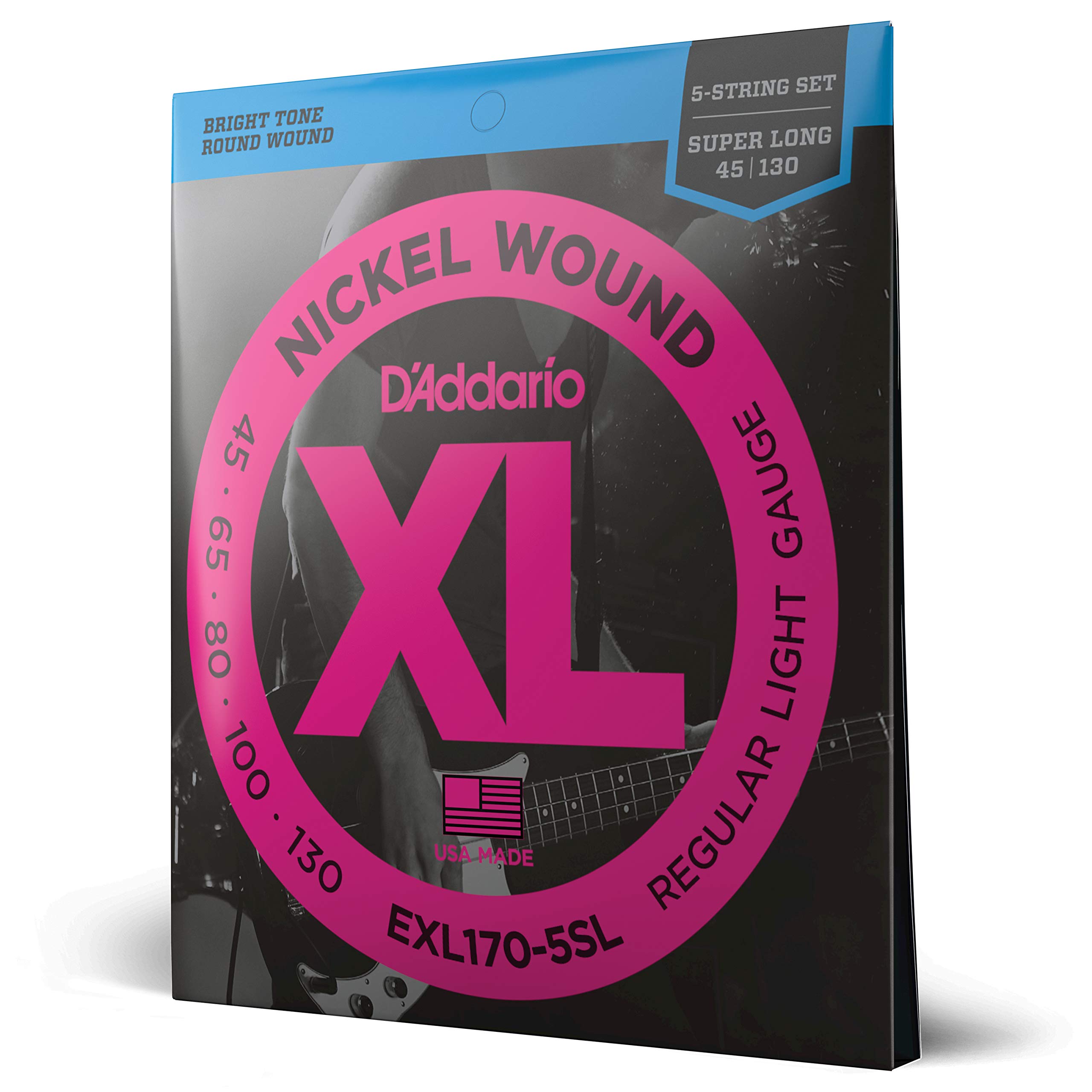 

Super Long Scale Nickel Bass Strings D Addario 5-String .045-.130 EXL170-5SL [ ]