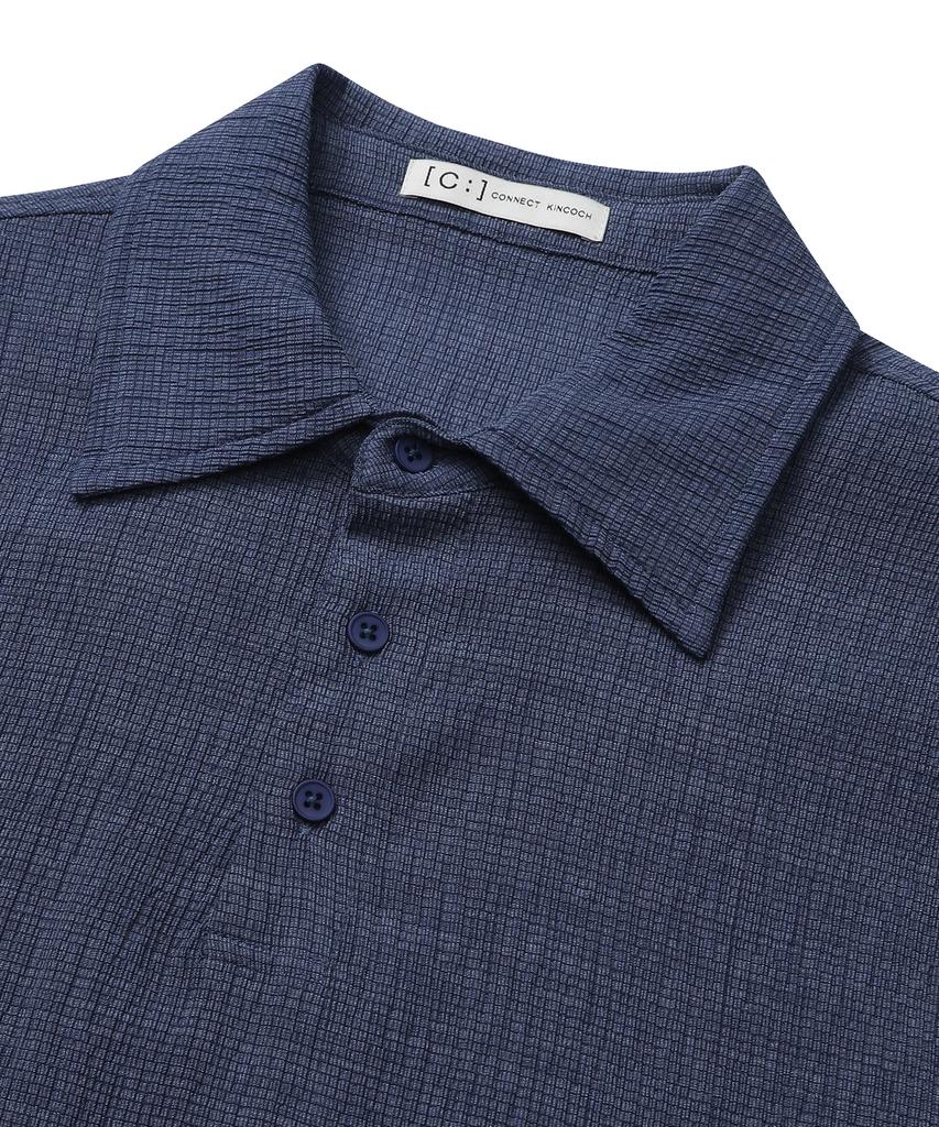 CONNECT KINLOCH Wish & Wear Seersucker Polo Shirt (Blue)