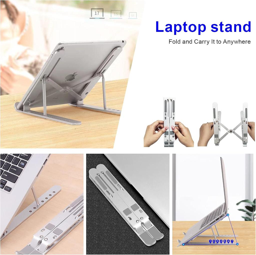 Der tragbare Desktop-Ständer aus Kunststoff ist faltbar und höhenverstellbar. Es ergonomisch und für Bücher und Laptops geeignet.. es ist