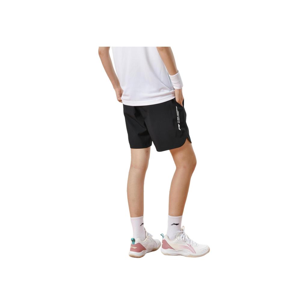 Li Ning Letter Logo Mid Waist Straight Casual Shorts Unisex shorts Black AAPU125-1