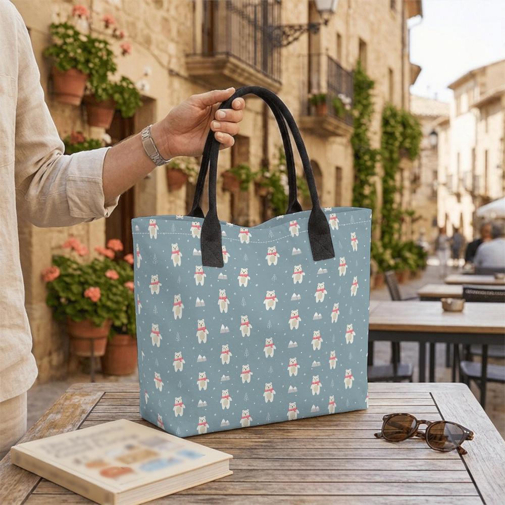 Cute Bear Pattern Tote Bag Fashion Large Capacity Casual Handbag for Daily Use
