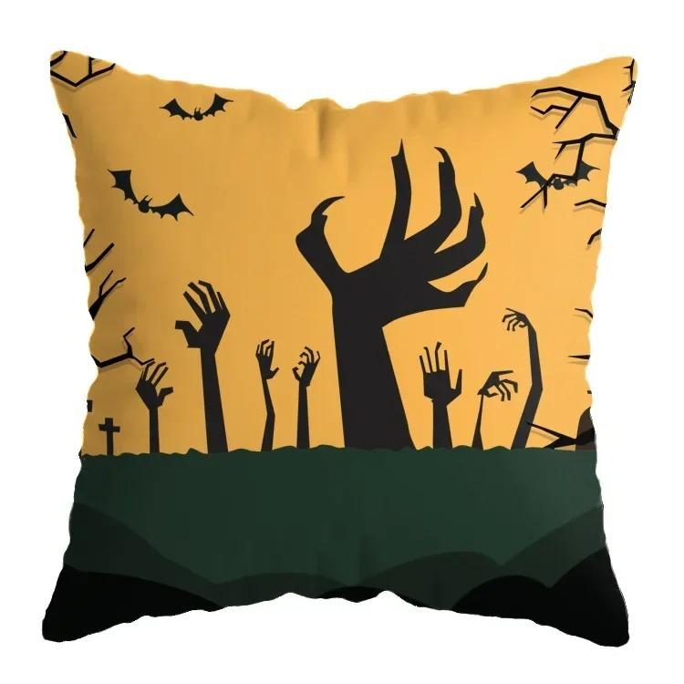 Home Decor Halloween-Themed Cushion Covers With Spooky Scenes Pattern Cushion Cover Suitable For Sofa Bedroom Car Pillow Cover
