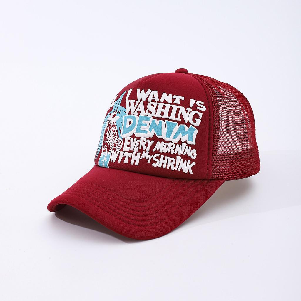 Letter Three-Dimensional Printing Sun Hat, Male And Female Couples Net Hat, Truck Hat, Versatile Breathable Baseball Cap