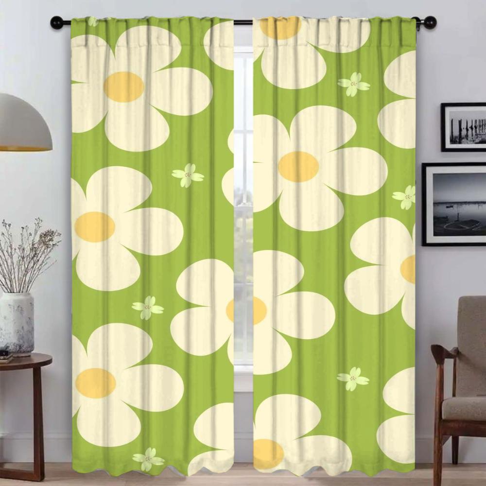 

Шторы для гостиной, шторы с цветочным узором, затемняющие шторы, 2 шт., украшение на Хэллоуин, тюль для спальни, перегородки, абажуры для детей W50xH70cmx2pcs-CL