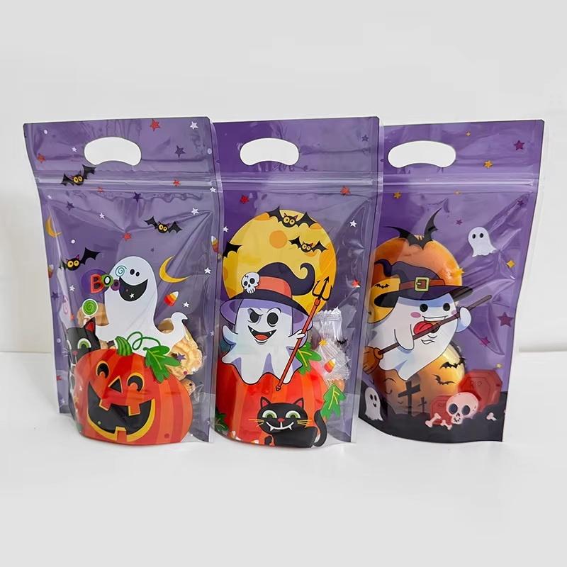 50Pcs Halloween Candy Bag Cartoon Pumpkin Ghost Gift Cookies Bags Halloween Party Decor Kids Trick Or Treat Favors