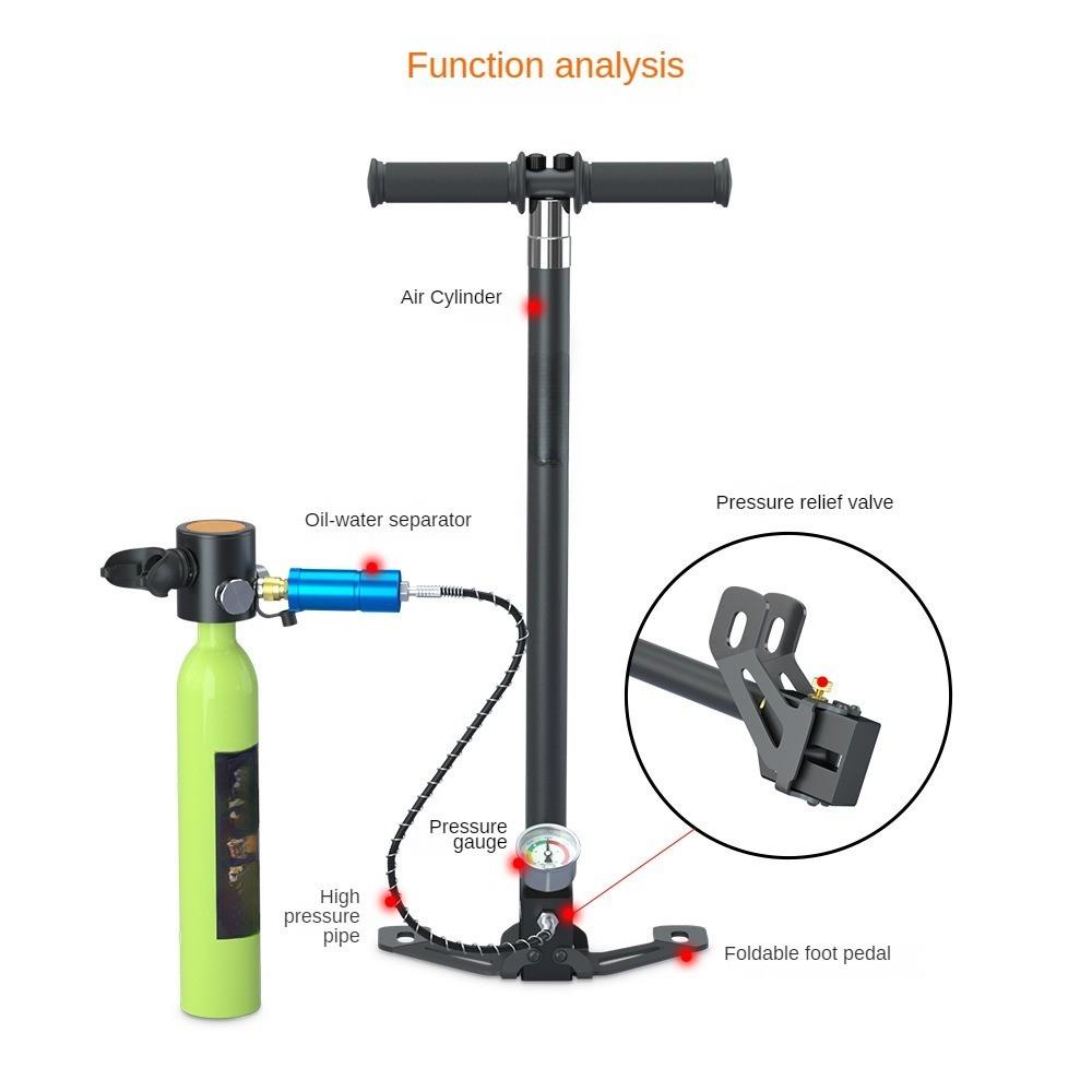 Second Generation 3000psi Oxygen Cylinder Inflation Pump Activated Carbon Filtration Manual Inflator Aluminum High-pressure Inflation Device