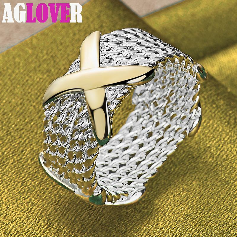 925 Sterling Sølv Gull Letter X Ring smykker