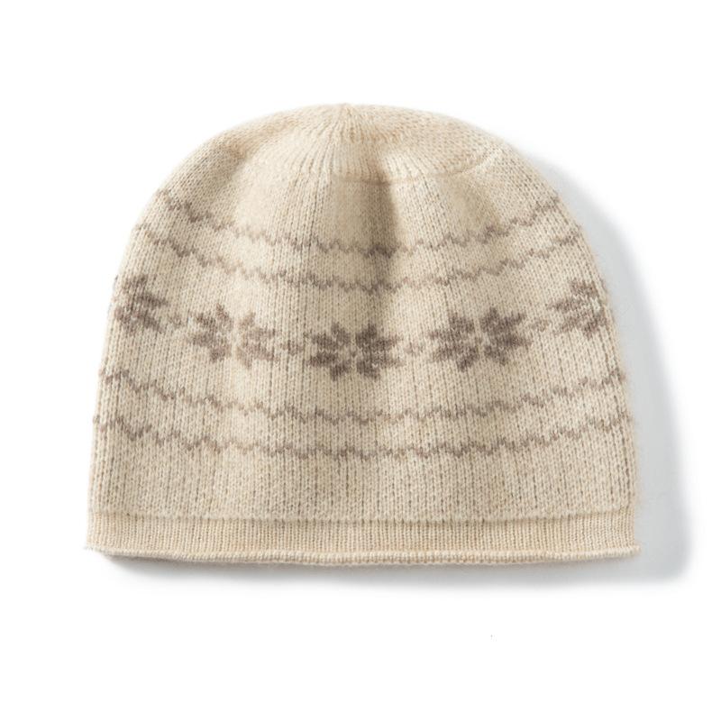 European and American New Cashmere Hat Bag Head Jacquard Ear Protection Hat Dome Warm Knitted Wool Hat