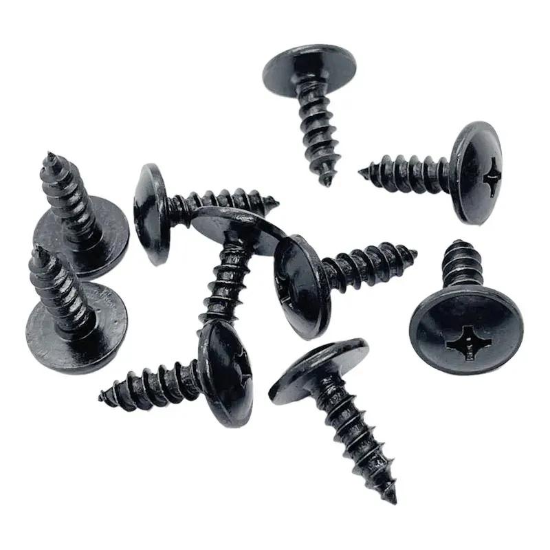 10pcs Black Self-tapping Screws 6mm Big Head 16mm for Car Motorcycle Bumper Fender Engine Guard