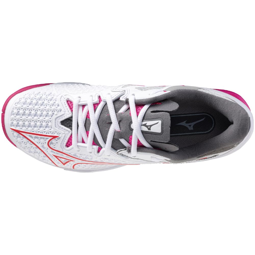 Tennis Shoes Wave Exceed Tour 6 AC All Court Club Activities Lightweight Game Court Soft White X Pink X Red Cm E [Mizuno] 24.5
