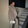 Women's Eco-Friendly Faux Fox Fur Lapel Coat - Short, Loose Fit for Winter 2025.
