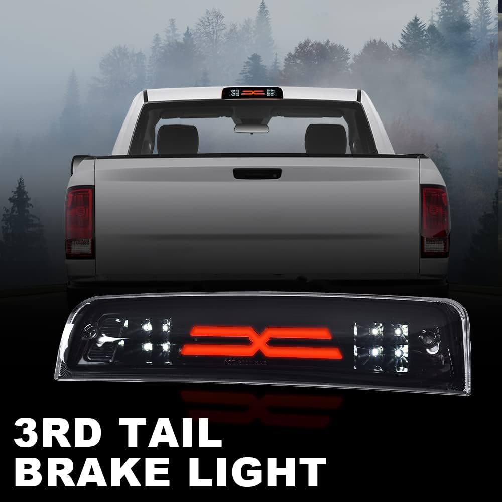 PIT66 LED Bar 3Rd Brake Light, Compatible With 2009-2017 Dodge Ram 1500 2500 3500 X Type High Mount Stop Light Rear Tail Cargo Lamps Smoked Lens