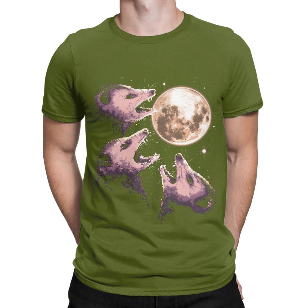 Three Opossums Howling at the Moon Funny Possum 3 Funny 100 Cotton TShirt Possum Tops Tees For Unisex