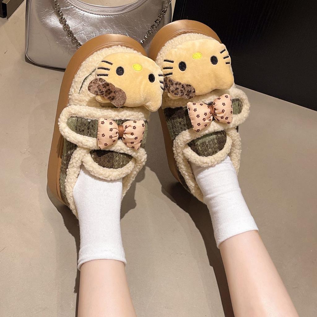 Fashion Thick-soled Versatile and Comfortable Cotton Shoes for Women's Autumn and Winter New Cute Temperament Kitten Non-slip Cotton Shoes for Women