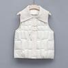 Women's Down Vest with Knitted Lapel Patchwork Vest Outer Wear Button-up Cotton Vest Vest Jacket for Autumn and Winter