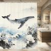 Glowing Purple Jellyfish Deep Sea Coral Oil Painting Waterproof Shower Curtain for Bathroom Decor